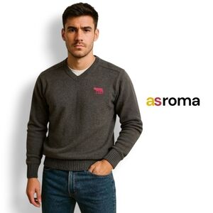 Y2K AS Roma Pure Virgin Wool Cashmere Blend V-Neck Sweater